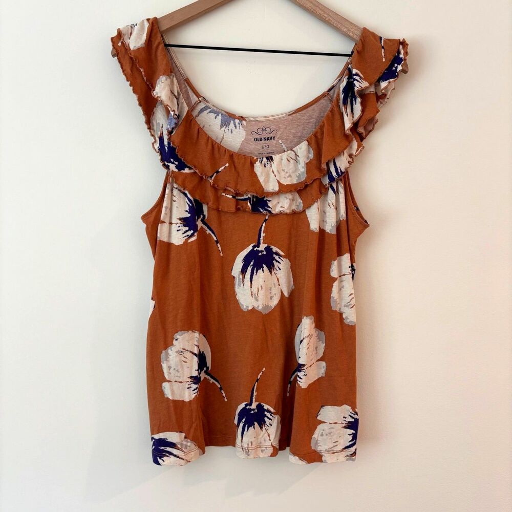 Old Navy Large Soft Floral Tank Top Ruffle Detail